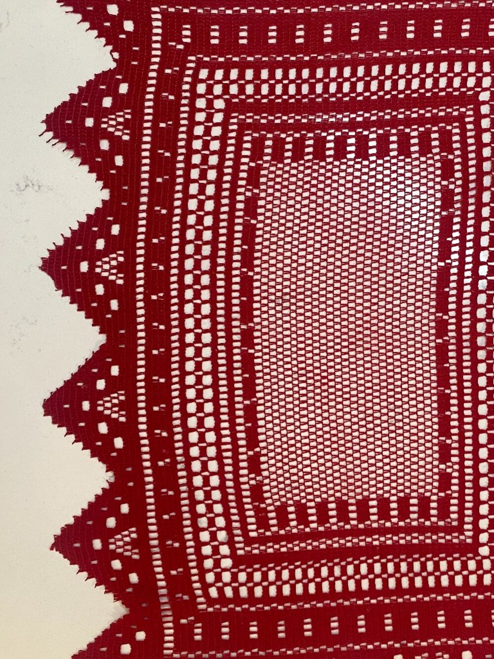 Set of 8 Red Crochet Lace Placemats 17x12 Cottagecore Farmhouse Christmas